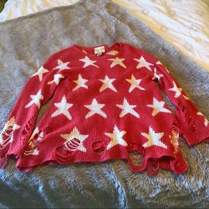 Wildfox distressed sweater seeing stars Lennon